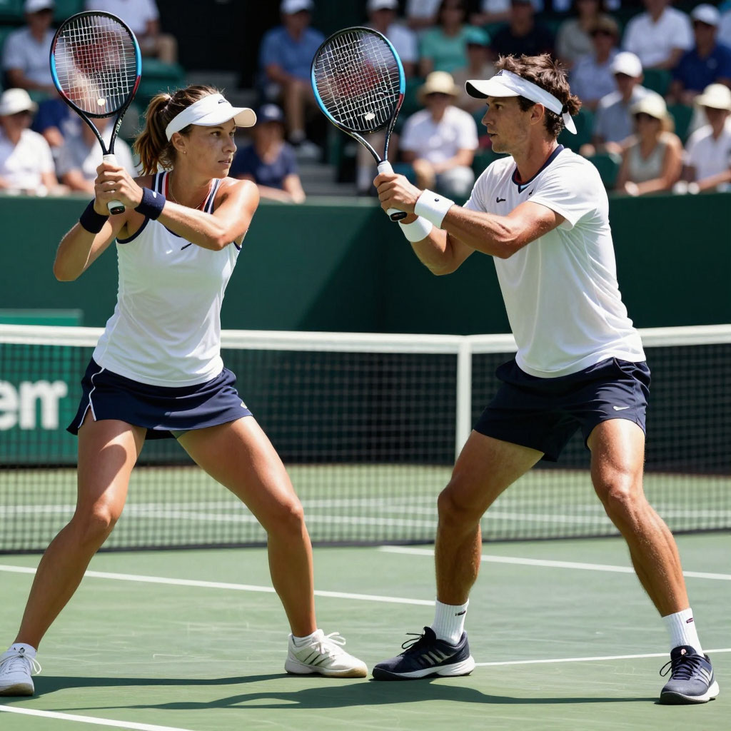 Tennis players shaking hands after match